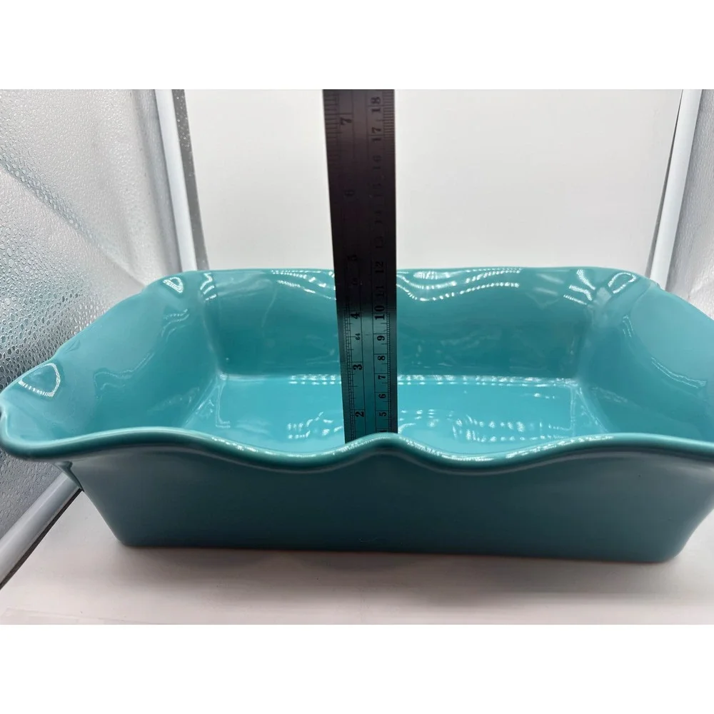 Pioneer Woman Teal Turquoise Ceramic Casserole Baking Dish Ruffled Edge 9x13